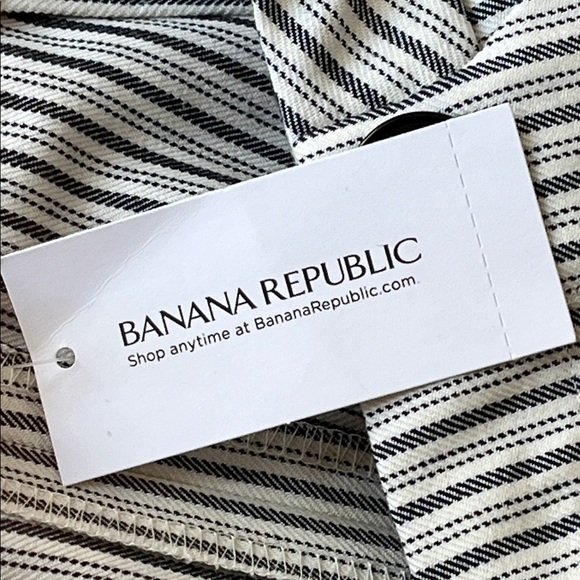 NWT Banana Republic Striped Black and White Button Skirt - Picture 9 of 10